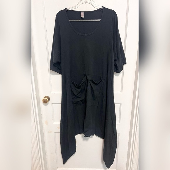Blue Fish Lagenlook Oversized Black Tunic Dress w/ Pocket RARE Size 1 $348 - Picture 1 of 4